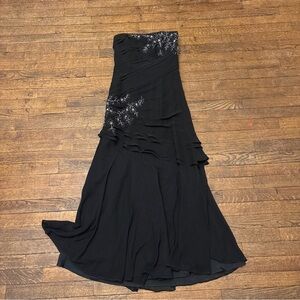 Jovani Black Strapless Dress with Silver Detailing